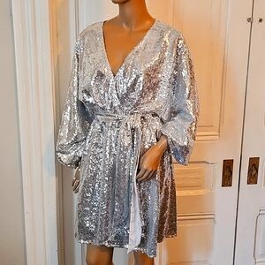 Silver faux wrap dress